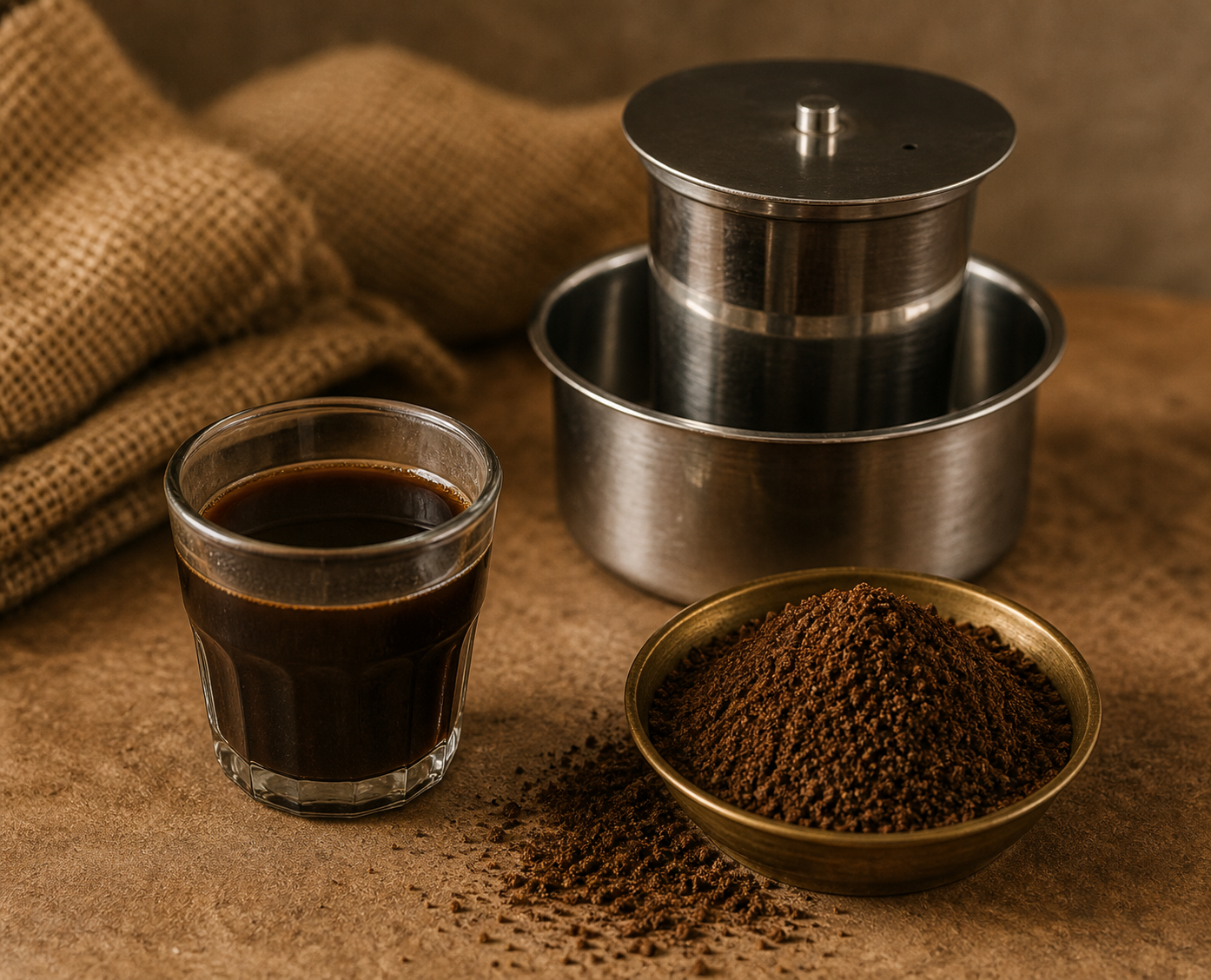 South Indian filter coffee setup