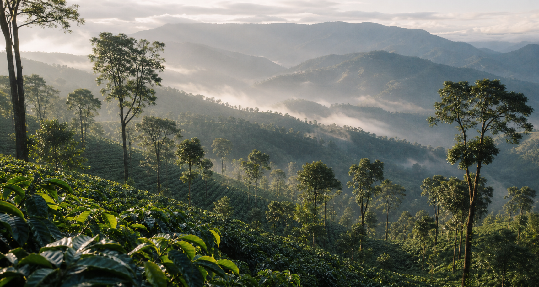 Coffee-growing hills inspired by South Indian origin landscapes
