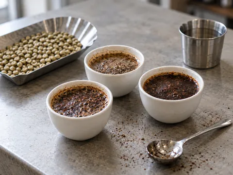 Coffee samples prepared for discussion